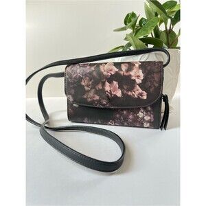 Simply Vera Vera Wang Dark Floral Moody Floral Crossbody Wallet Bag Purse